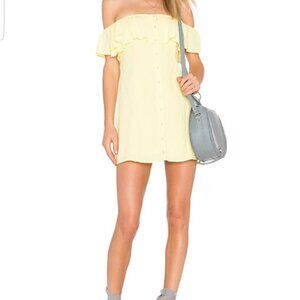 NWT Privacy Please "Norval" Off Shoulder Button Down Mini Dress in Yellow Sz. M